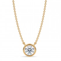 Round Lab Diamond Pendant Necklace 14K Yellow Gold (0.75ct)