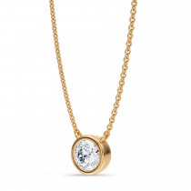 Round Lab Diamond Pendant Necklace 14K Yellow Gold (0.75ct)