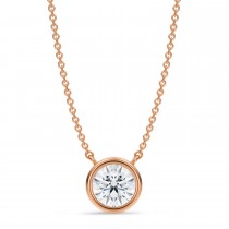 Round Lab Diamond Pendant Necklace 14K Rose Gold (1.00ct)