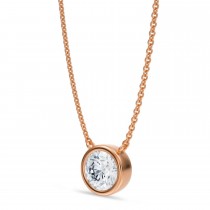 Round Lab Diamond Pendant Necklace 14K Rose Gold (1.00ct)