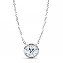 Round Lab Diamond Pendant Necklace 14K White Gold (1.00ct)