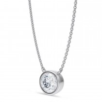 Round Lab Diamond Pendant Necklace 14K White Gold (1.00ct)