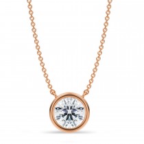 Round Lab Diamond Pendant Necklace 14K Rose Gold (1.50ct)
