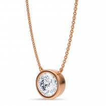 Round Lab Diamond Pendant Necklace 14K Rose Gold (1.50ct)