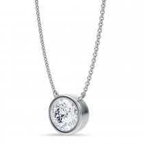 Round Lab Diamond Pendant Necklace 14K White Gold (1.50ct)