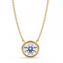 Round Lab Diamond Solitaire Pendant Necklace 14K Yellow Gold (1.50ct)