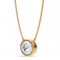 Round Lab Diamond Solitaire Pendant Necklace 14K Yellow Gold (1.50ct)