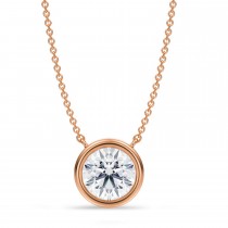 Round Lab Diamond Pendant Necklace 14K Rose Gold (2.00ct)