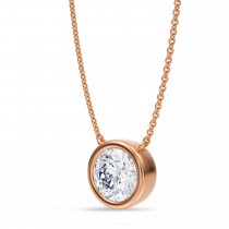 Round Lab Diamond Pendant Necklace 14K Rose Gold (2.00ct)