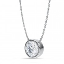 Round Lab Diamond Pendant Necklace 14K White Gold (2.00ct)
