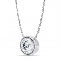 Round Lab Diamond Pendant Necklace 14K White Gold (2.50ct)