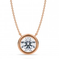 Round Lab Diamond Pendant Necklace 14K Rose Gold (3.00ct)