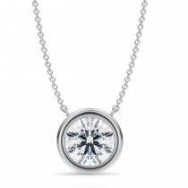 Round Lab Diamond Pendant Necklace 14K White Gold (3.00ct)