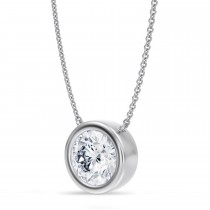 Round Lab Diamond Pendant Necklace 14K White Gold (3.00ct)
