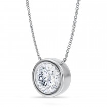 Round Lab Diamond Pendant Necklace 14K White Gold (3.50ct)