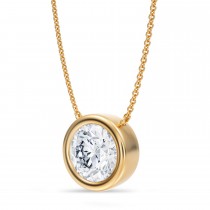 Round Lab Diamond Solitaire Pendant Necklace 14K Yellow Gold (3.50ct)