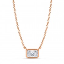 Radiant Lab Diamond Solitaire Pendant Necklace 14K Rose Gold (0.50ct)