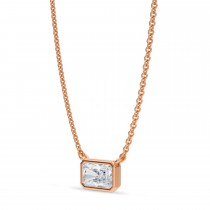 Radiant Lab Diamond Solitaire Pendant Necklace 14K Rose Gold (0.50ct)