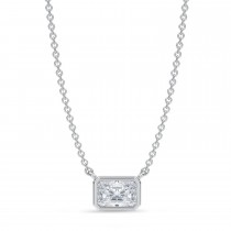 Radiant Lab Diamond Pendant Necklace 14K White Gold (0.50ct)
