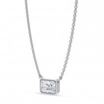 Radiant Lab Diamond Pendant Necklace 14K White Gold (0.50ct)