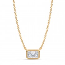 Radiant Lab Diamond Solitaire Pendant Necklace 14K Yellow Gold (0.50ct)