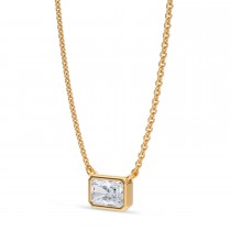 Radiant Lab Diamond Solitaire Pendant Necklace 14K Yellow Gold (0.50ct)