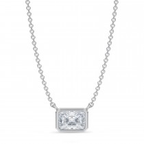 Radiant Lab Diamond Pendant Necklace 14K White Gold (0.75ct)