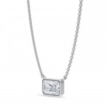Radiant Lab Diamond Pendant Necklace 14K White Gold (0.75ct)