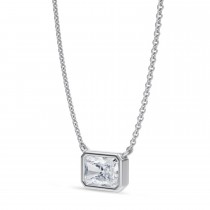 Radiant Lab Diamond Pendant Necklace 14K White Gold (1.00ct)