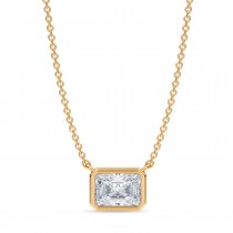 Radiant Lab Diamond Solitaire Pendant Necklace 14K Yellow Gold (1.00ct)