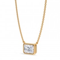 Radiant Lab Diamond Solitaire Pendant Necklace 14K Yellow Gold (1.00ct)