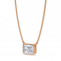 Radiant Lab Diamond Solitaire Pendant Necklace 14K Rose Gold (1.50ct)