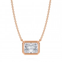 Radiant Lab Diamond Solitaire Pendant Necklace 14K Rose Gold (2.00ct)