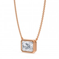Radiant Lab Diamond Solitaire Pendant Necklace 14K Rose Gold (2.00ct)