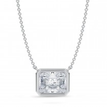Radiant Lab Diamond Pendant Necklace 14K White Gold (2.50ct)