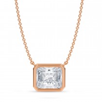 Radiant Lab Diamond Solitaire Pendant Necklace 14K Rose Gold (3.00ct)