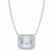 Radiant Lab Diamond Pendant Necklace 14K White Gold (3.00ct)