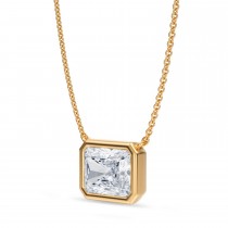Radiant Lab Diamond Solitaire Pendant Necklace 14K Yellow Gold (3.00ct)