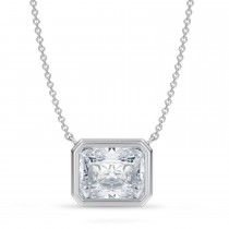 Radiant Lab Diamond Pendant Necklace 14K White Gold (3.50ct)