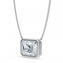 Radiant Lab Diamond Pendant Necklace 14K White Gold (3.50ct)