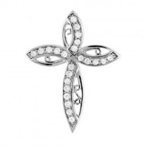 Diamond Cross Pendant Necklace in 14k White Gold (0.32ct)