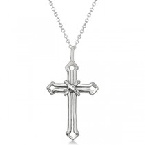 Gold Cross Necklace 14K White Gold Open 