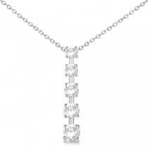 Diamond Journey Pendant with 5 Round Diamonds 14K White Gold 1.00ct