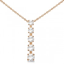 Lab Grown Diamond Journey Pendant with 5 Round Lab Grown Diamonds 14K Rose Gold 1.50ct