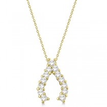 Diamond Wishbone Pendant Necklace for Women 14k Yellow Gold (0.30ct)