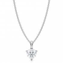 Lab Diamond 3-Prong Pendant Necklace in Platinum (0.75ct)