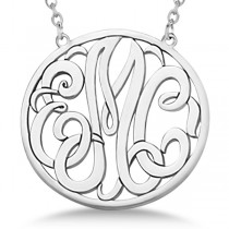 Custom Initial Circle Monogram Pendant Necklace in Sterling Silver