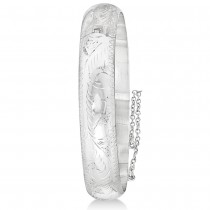 Fancy Hinged Bangle Bracelet in Plain Metal Sterling Silver