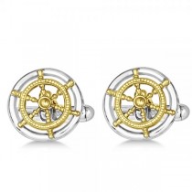 Vermeil Sailor Wheel Cuff Links in Sterling Silver