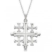 Crusaders' Jerusalem Cross Pendant for Men or Women in 14k White Gold